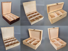 Wooden Tea Box Storage Chest Bag Organiser Container Natural Wood Home Decor