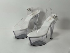 Pleaser Sky 308 Clear Ladies Stiletto Heel Ankle Strap Pole Dance Shoes UK 8