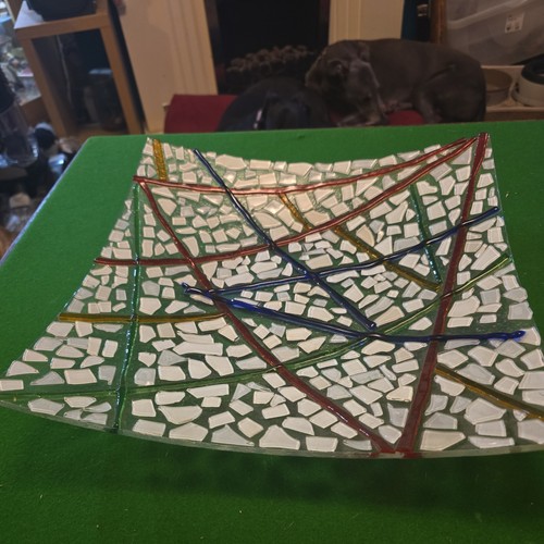 Large fused glass square - fused,