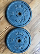 Vintage Body Sculpture  IRON Weight Plates 2 X 7.5kg for  1" dumbbell barbell 