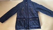 BOYS ZARA QUILTED JACKET AGE 8 NAVY BLUE ZIPPED SCHOOL