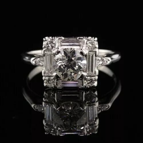 Art deco style round - cut, lab