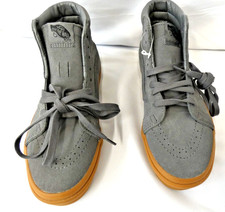 Vans off the Wall Grey Leather High top Skateboard Shoes - New - Size 5 (GtY)