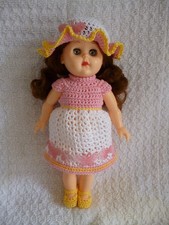 Hand crochet set for a 7.5/ 8" Doll ie rosebud/ginny (shown on a Ginny)