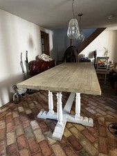 8 Person Solid Wood Dining Table, 250cm Long, Shabby Chic Style
