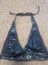 Denim Bralette Sequined Size Small