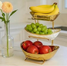3 Tier Large Fruit Bowl Gold