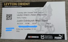 Leyton Orient v Aston Villa U21  Vertu Trophy 28th October 2025