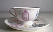 Paperchase Bone China Decorative Cup And Saucer Bird cage Bird house design.