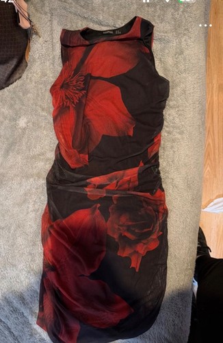 Red and black flower dress
