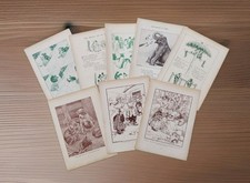 Antique Cartoon Animals Book Print Lithographs Penguins Rabbits Monkeys Dogs x 9