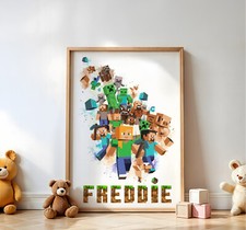 Personalised Minecraft Bedroom Wall Art Poster Print Picture Gift A5 A4 A3