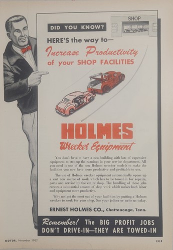1952 print holmes wrecker - print, ad