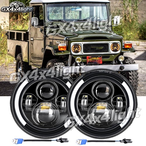Pair round led headlights - 7",