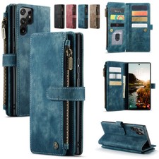 Leather Zipper Flip Wallet Case For Samsung Galaxy S22 S21 S20 S10 S9 S8 Note 20