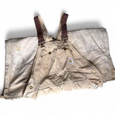 Carhartt Bib-&-Brace Overalls Beige Distressed Canvas – Heavyweight Workwear