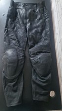 Wallace Sacks Mens Leather Motorcycle Trousers Black XL Knee Protection VGC