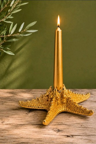 Gold starfish candle holder - gold,