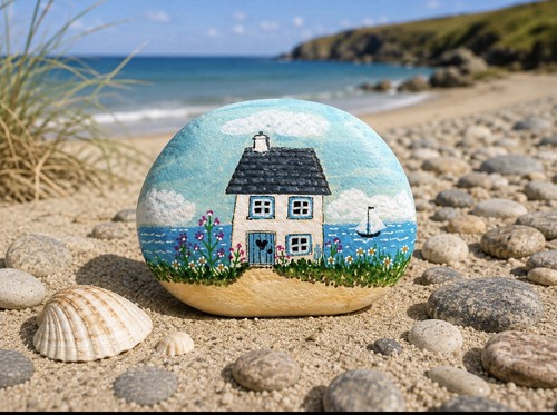 Hand painted pebble - pebble, –