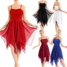 Womens Lyrical Dance Dress Ballroom Ballet Latin Dress Chiffon Dancewear Costume