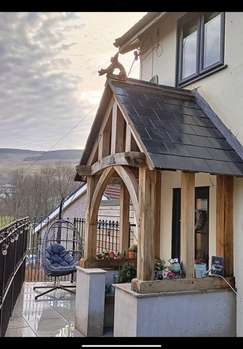 Oak porch canopy green - porch,