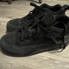 Kids NIKE JORDAN SPIZIKE Black Cat Leather FQ3950-001 Trainers UK5.5