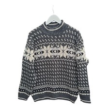 VTG Wool Mix Knitted Jumper Mens Large Winter Pattern Fisherman Chunky  J9