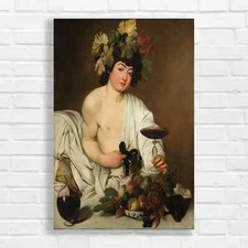 Bacchus with Fruits and Wine Original Canvas Print Large Picture Wall Art