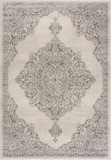 THE RUGS Vintage Design Area Rug Non-Shedding Living Room Rugs in Grey and Cream