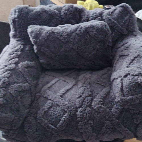 Grey plush sofa - plush,