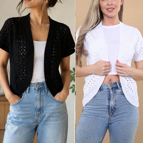 Ladies short sleeve knitted - ladies,
