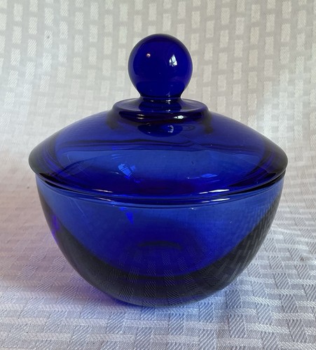 Cobalt blue glass sugar bowl - glass,