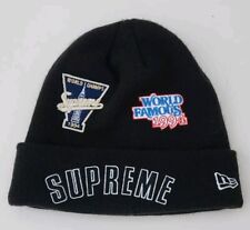 FW19 Supreme New Era Champion Beanie Black Hat