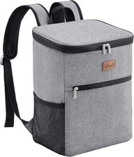 24L 30-Can Insulated Cool Bag Backpack Thermal ,Soft Cooler Picnic Rucksack-Grey