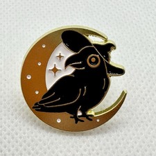 Witch Crow/Raven On Gold Moon