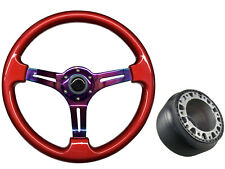 Red Neo Chrome TS Steering Wheel + Boss Kit for CLASSIC VW BEETLE 014