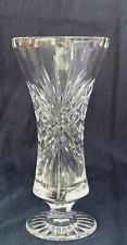 Lead Crystal Cut Glass Pedestal Waisted Trumpet Posy Vase - 19cm, 640g