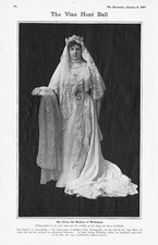 DUCHESS OF WELLINGTON in Robes for Wedding of King of Spain - Antique Print 1907