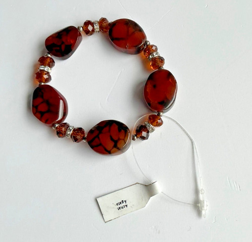 Brown crackle resin bead - brown,