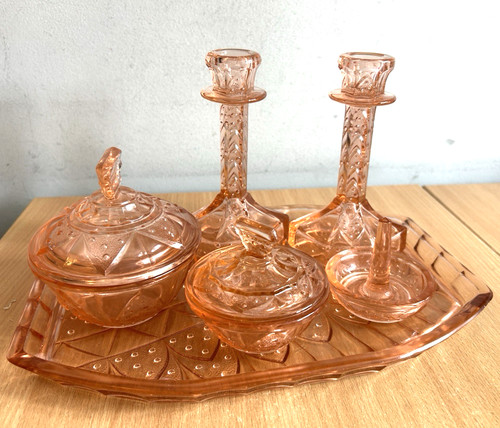 Vintage pieces pink glass - pink,