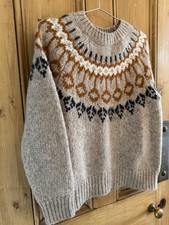Toast Alpaca Merino Cotton Mix Yoke Fair isle Jumper -S -BNWOT