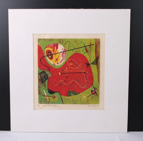 Jon henry signed woodcut print - signed,