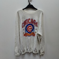 Chicago Cubs 1989 Hanes Vintage White Jumper Sweatshirt Size XL Made In USA