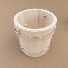 Wooden bucket with a rope as a handle, Diameter 11 cm, Unpainted