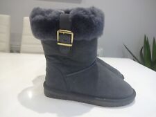 BEACH FEET Women's Grey Suede leather Sheepskin Lined Boots UK 4/ US 6