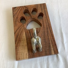 Wooden & Metal Wall Hanging Paw Dog Tail Dog Lead Coat Hook