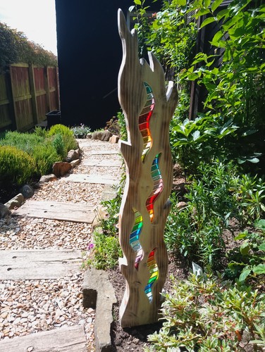 Stained glass garden sculpture - glass,