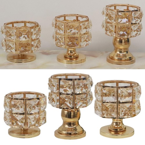 Golden crystal candle holders - crystal,
