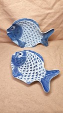 Pair vintage ceramic fish - ceramic,