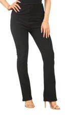 2 PACK WOMENS BOOTLEG TROUSERS STRETCH LADIES SOFT RIBBED PULL ON PANTS BOTTOMS